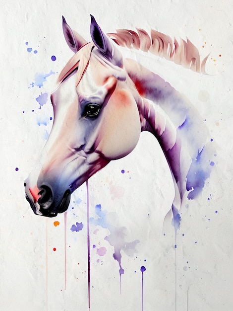 Watercolor Horse Painting Acrylic Illustration