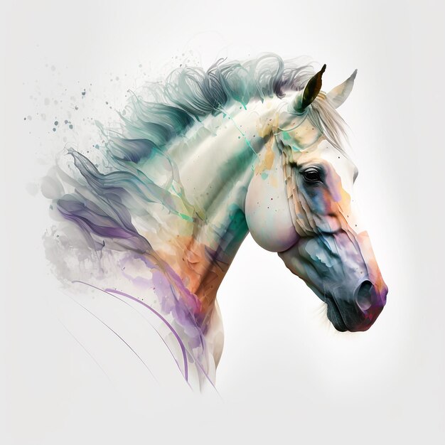 Watercolor Horse Pastel Art