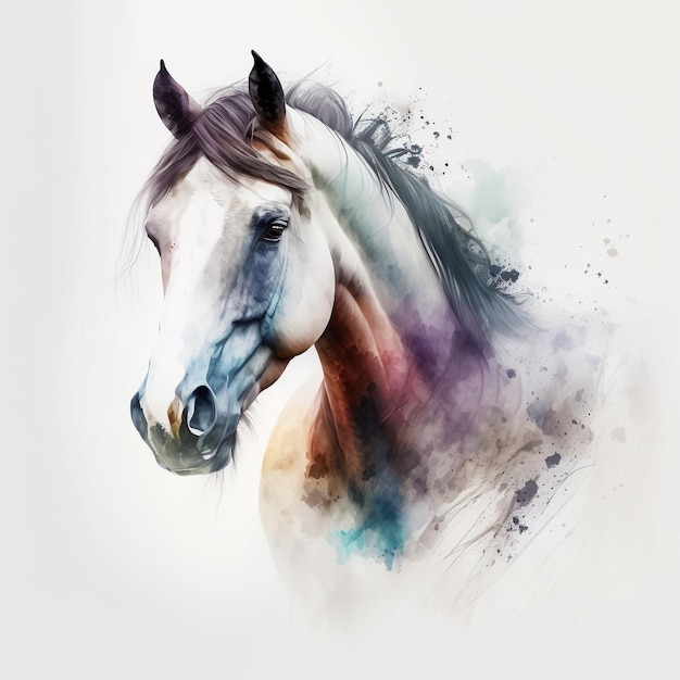 Watercolor Horse Pastel Art