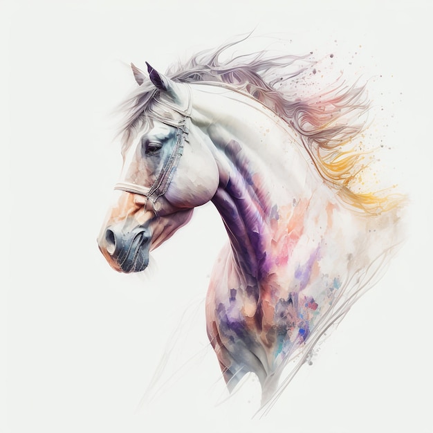 Watercolor Horse Pastel Art