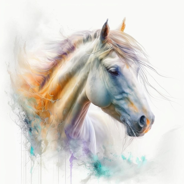 Watercolor Horse Pastel Art