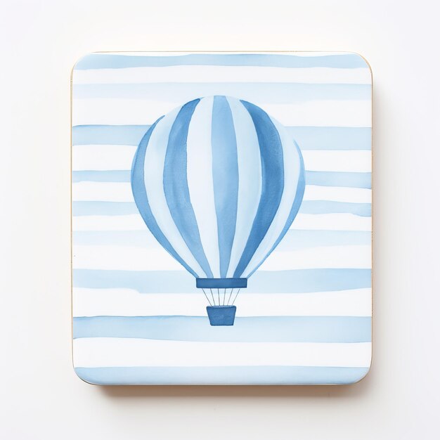 Photo watercolor hot air balloon coaster monochromatic style with subtle playfulness