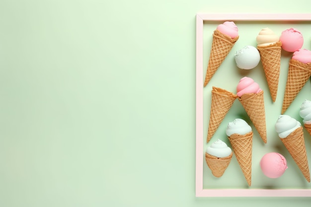 Watercolor ice cream cones frame