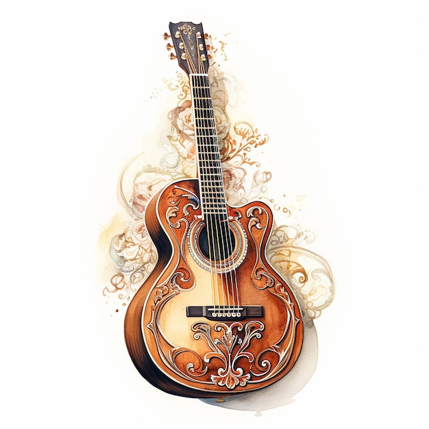 watercolor illustration of Acoustic Guitar