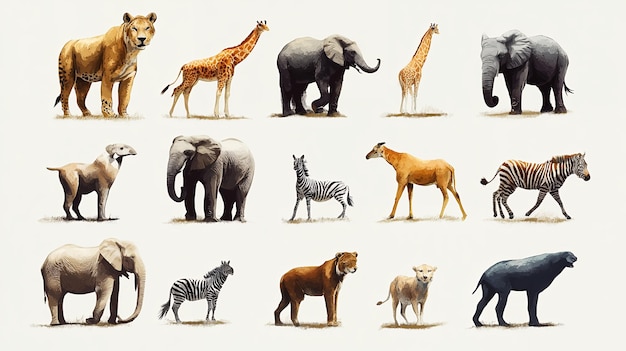 Photo watercolor illustration of african animals