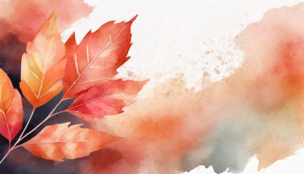 Watercolor illustration of autumn orange leaf Fall season