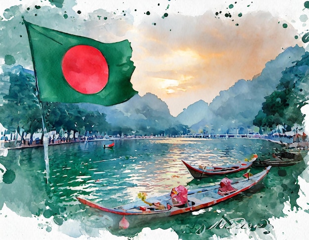 Watercolor illustration for bangladesh republic day