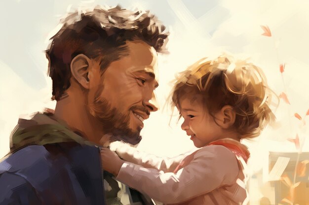 Watercolor illustration capturing the essence of Fathers Day with a father and child