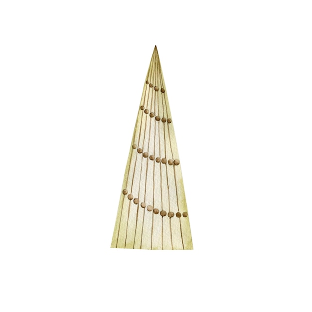 Watercolor illustration of a Christmas tree isolated on a white background.