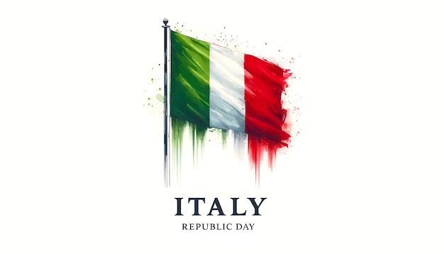 Watercolor illustration of flag for republic day italy