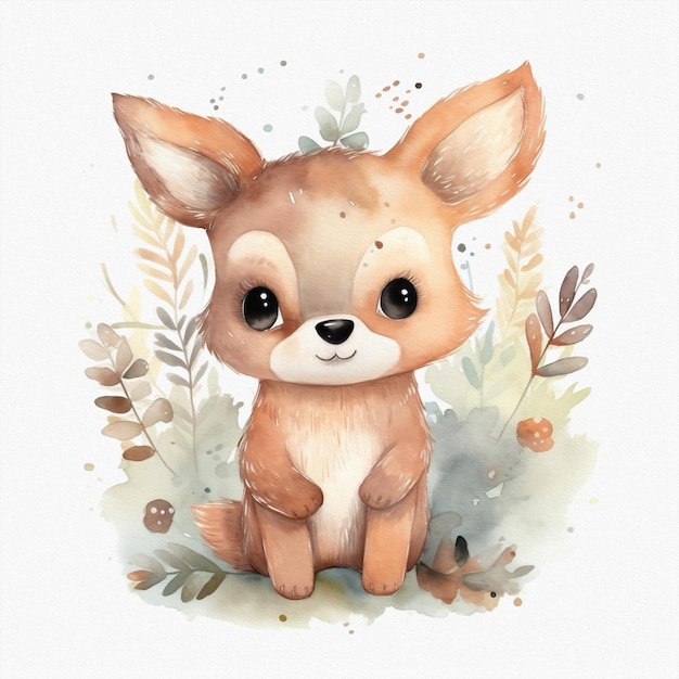 A watercolor illustration of a fox in a floral background.