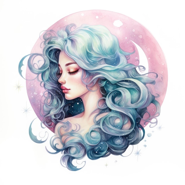 Watercolor illustration moon