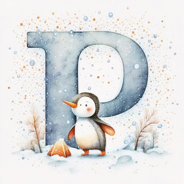 A watercolor illustration of a penguin with a diamond in the middle.