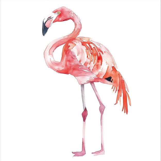 Photo watercolor illustration of a pink flamingo