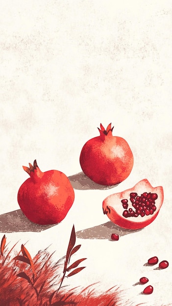 Photo a watercolor illustration of pomegranates and pomegranates