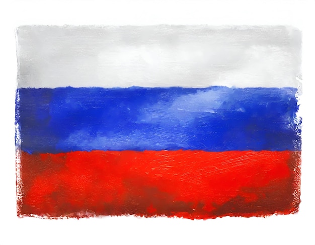 Watercolor illustration of poster flag russia