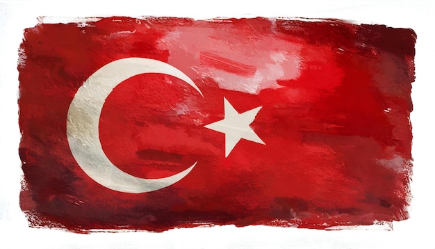 Watercolor illustration of poster turkish flag