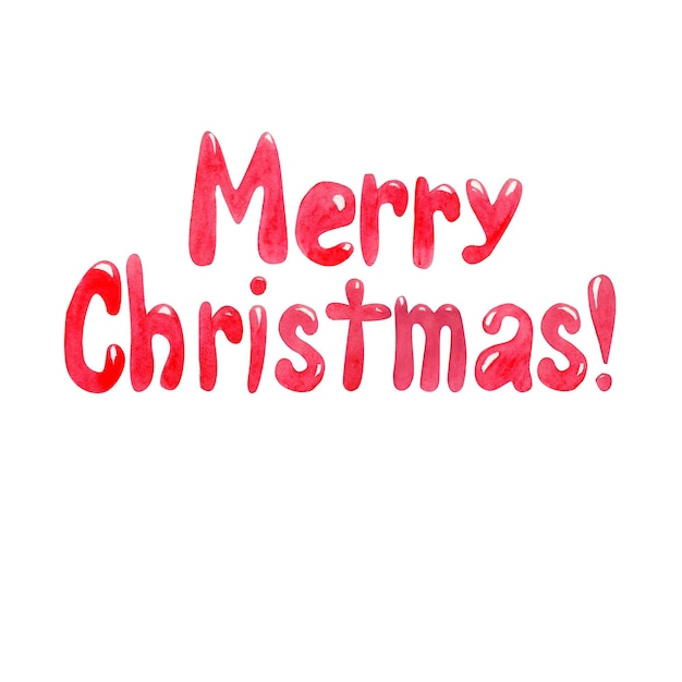 Watercolor illustration of red letters merry Christmas