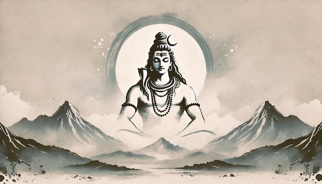 Photo watercolor illustration of sawan shivratri