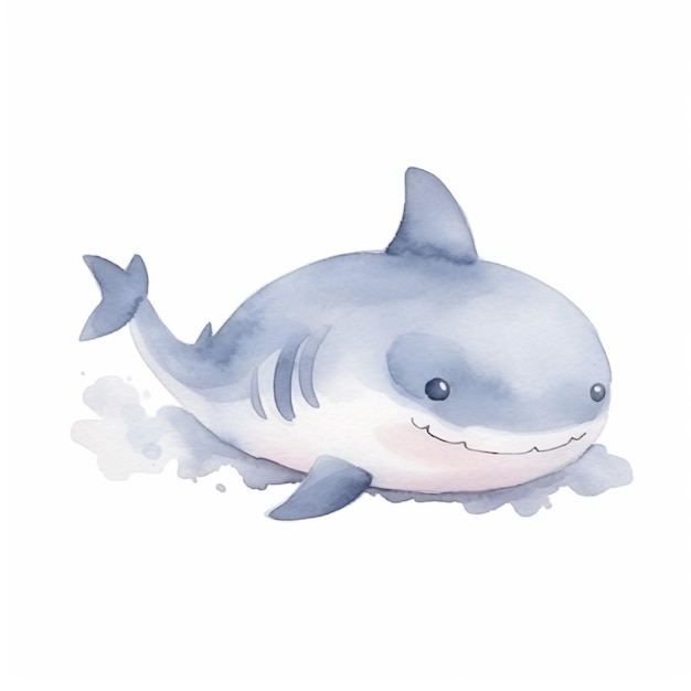 Photo watercolor illustration of a shark on ice