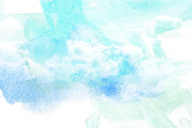 Watercolor illustration of sky with cloud.