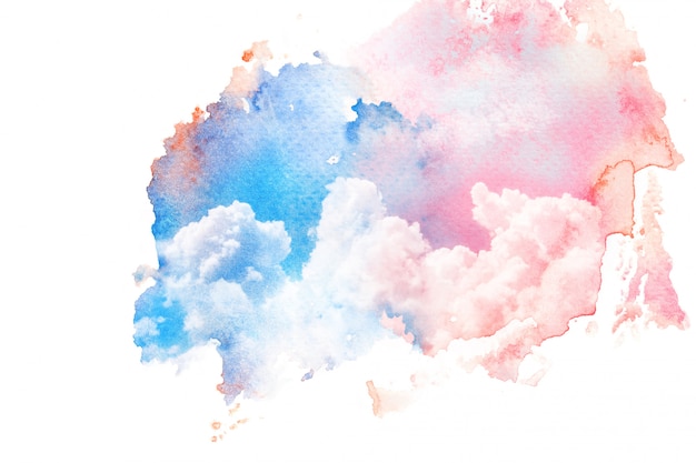 Watercolor illustration of sky with cloud.