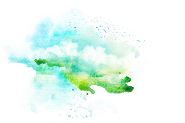 Watercolor illustration of sky with cloud.