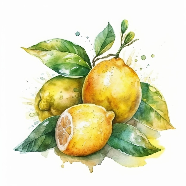 Watercolor illustration of some lemons