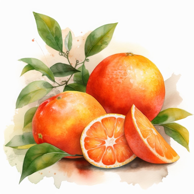 Watercolor illustration of some oranges