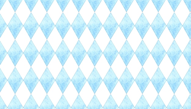 Watercolor illustration of a traditional Bavarian pattern Poster elements made of white and blue diamonds isolated from background Composition for posters cards banners flyers covers