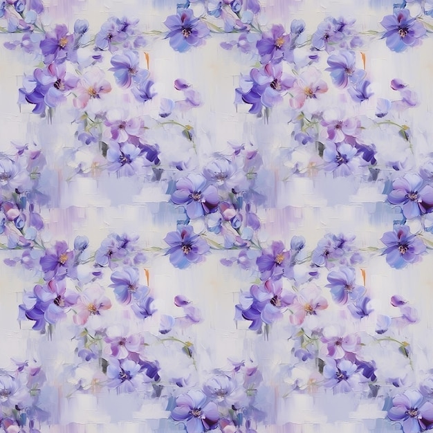 Photo watercolor illustration of a violets pattern seamless repeating flower pattern