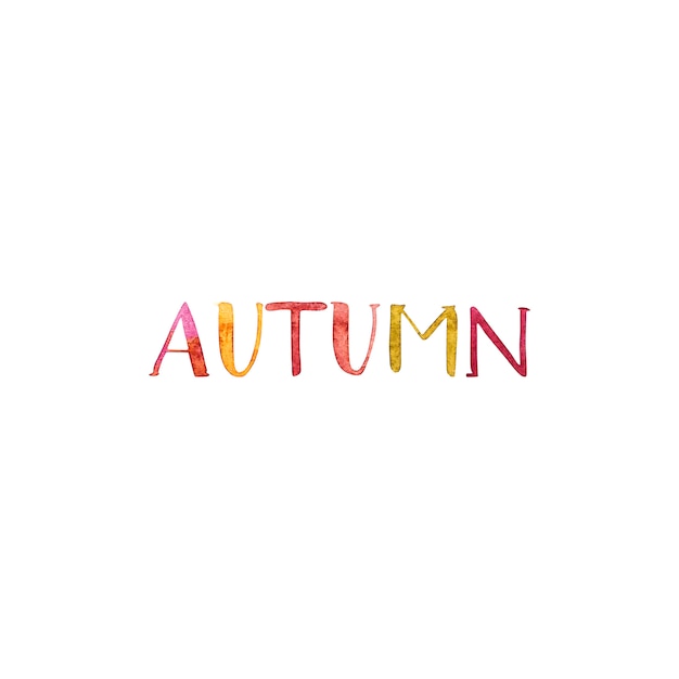 watercolor illustration with word - Autumn .