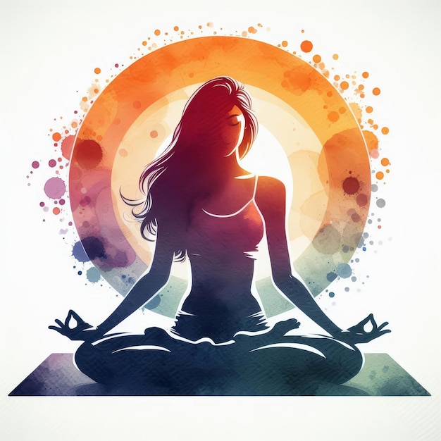 watercolor illustration of woman doing a yoga pose