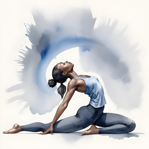 Watercolor illustration of a woman in a yoga pose