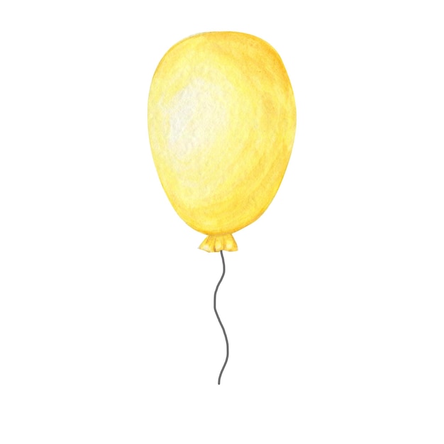 Watercolor illustration of a yellow balloon