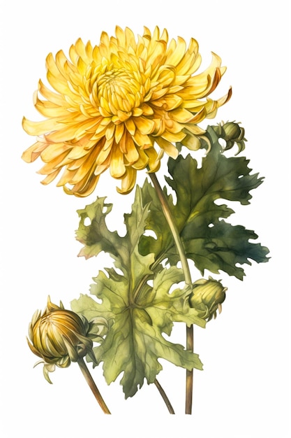 Watercolor illustration of a Yellow flower Generative AI