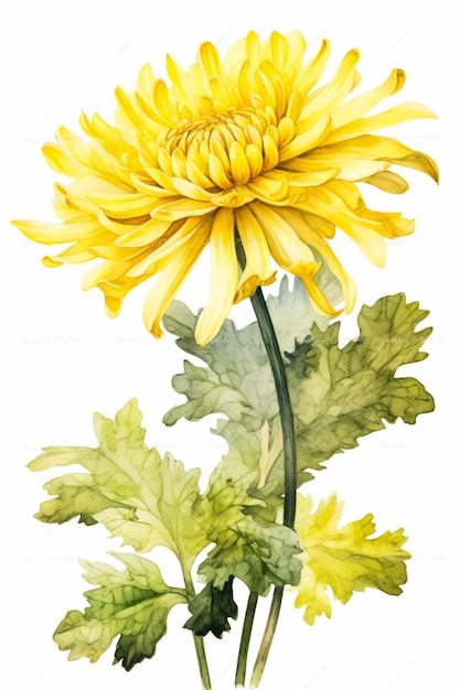 Watercolor illustration of a Yellow flower Generative AI