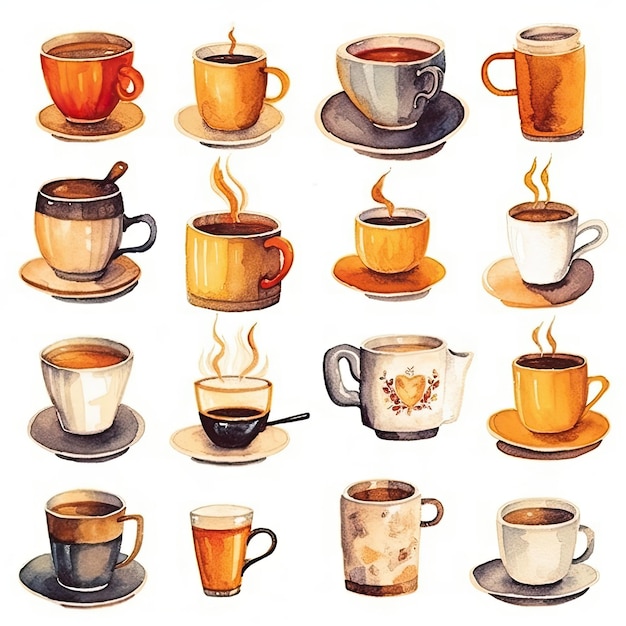 watercolor illustrations coffee