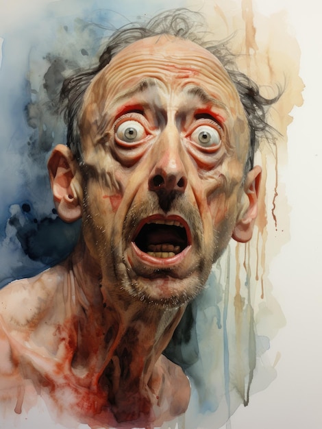 Watercolor image of a man surprised