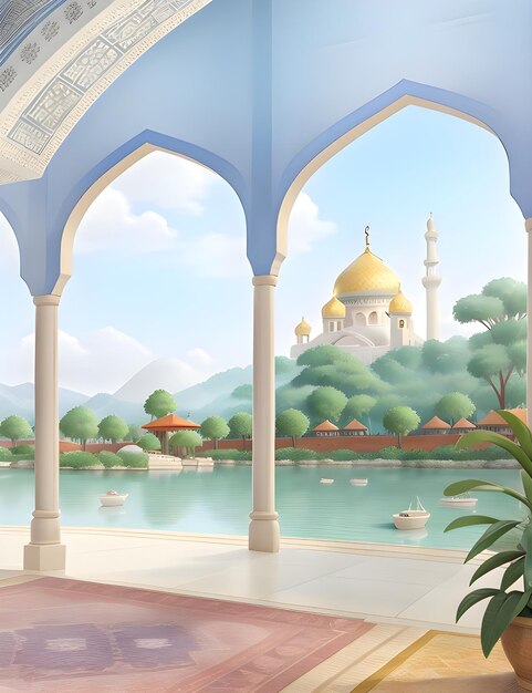 Watercolor Islamic background