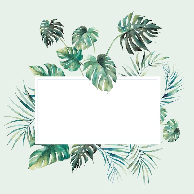 Watercolor jungle floral frame.