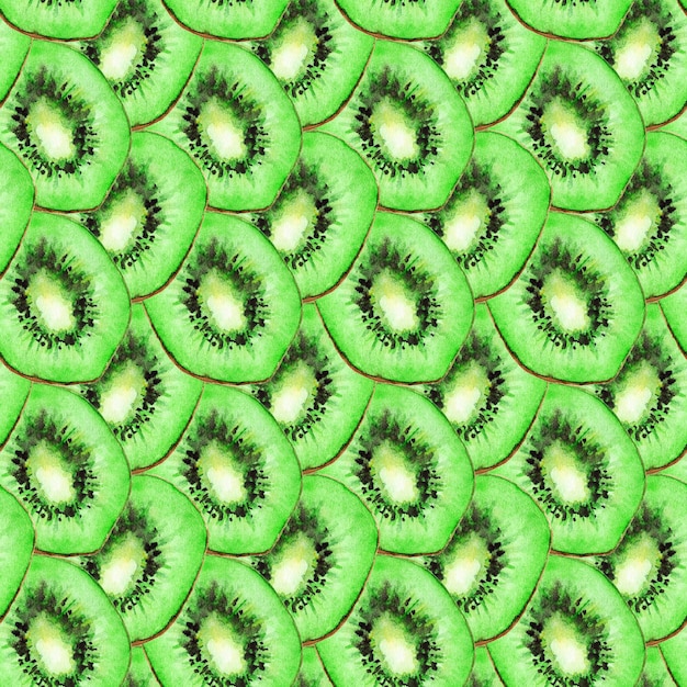 Watercolor kiwi slice fruit seamless pattern texture background