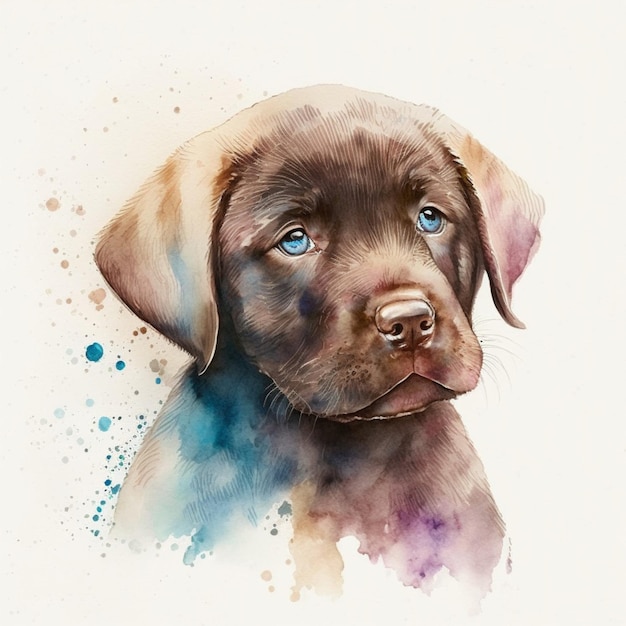 Watercolor Labrador Dog Puppy Sweet Cute Creative Illustration