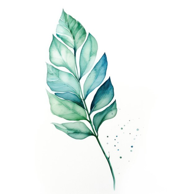 Watercolor leaf pattern on white background