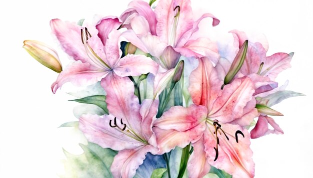 Photo watercolor lilies background