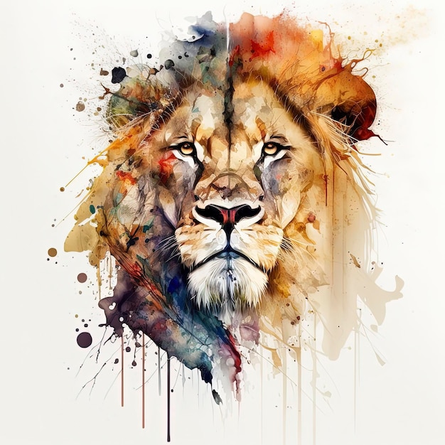 watercolor lion face