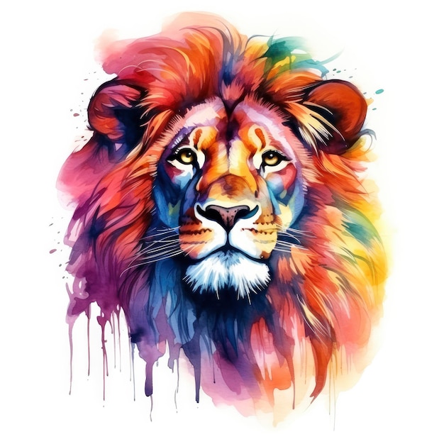 Photo watercolor lion on a white background for tshirt design