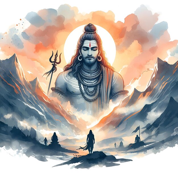 Photo watercolor lord mahadev image background