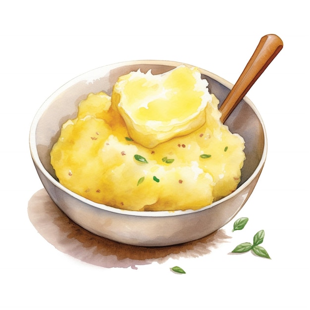 Photo watercolor mashed potatoes