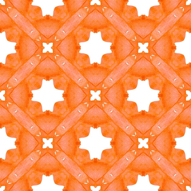 Watercolor medallion seamless border Orange